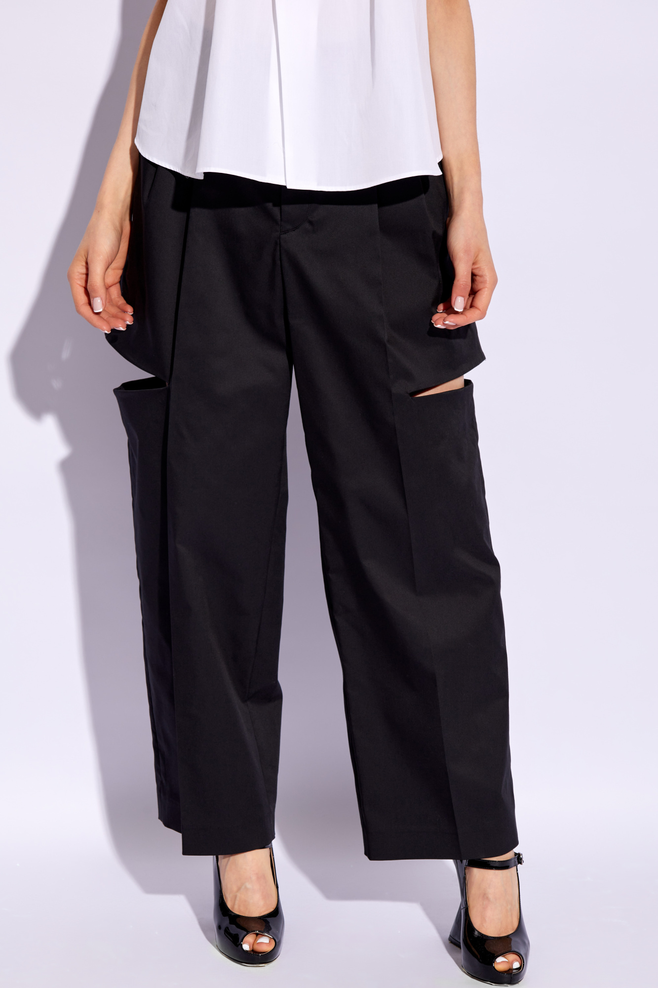 Black Cut-out Pants by Comme des Garçons Noir Kei Ninomiya Comme 